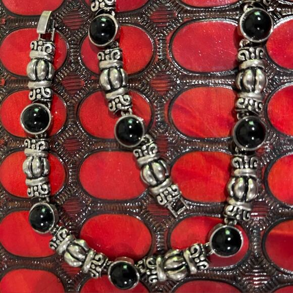 NEW Sundance Vintage Mexican Sterling Silver Glass Chunky Link Clasp Necklace 18 - Picture 12 of 14